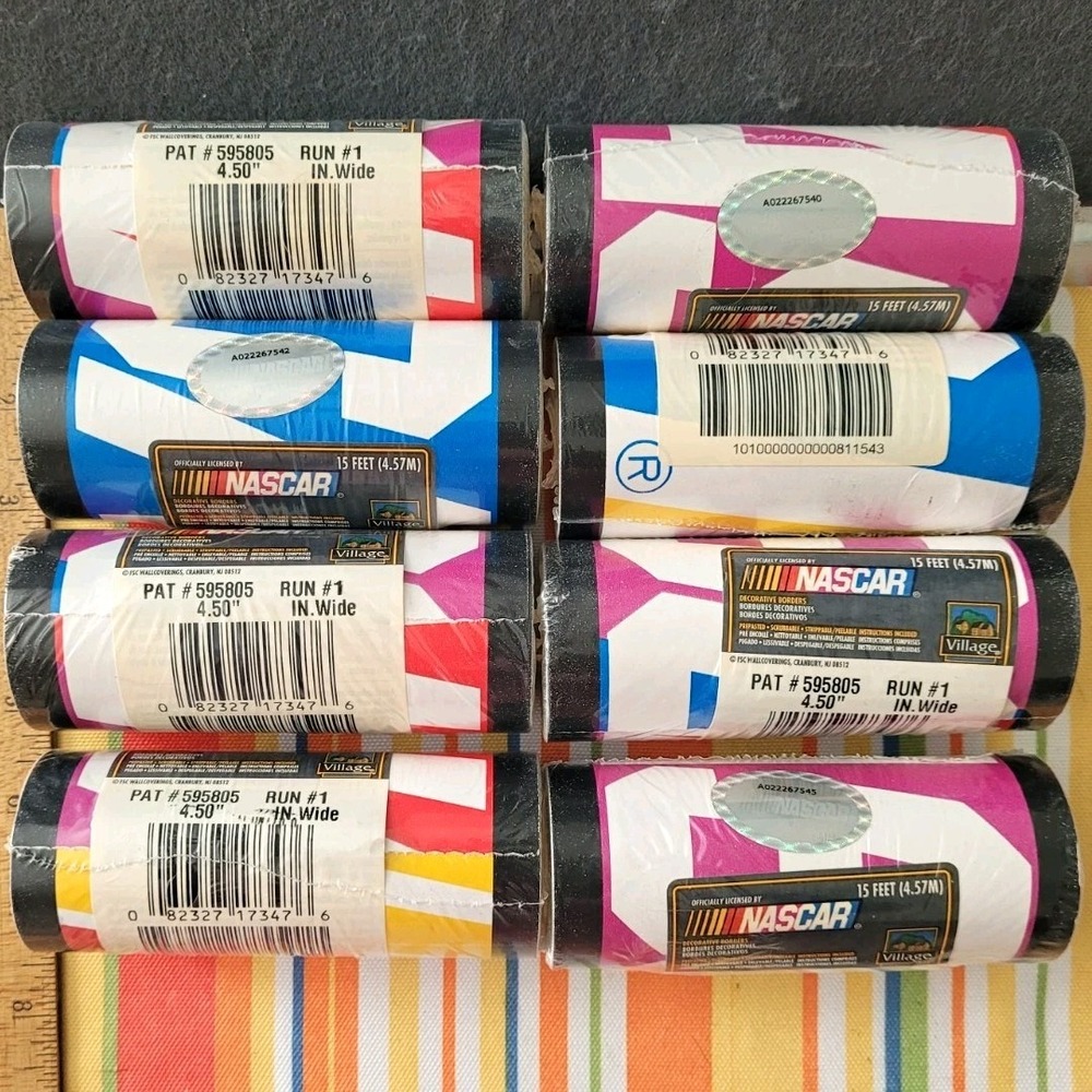 Village NASCAR Vinyl Pre-Pasted Wallpaper Border 8 Rolls 4.5in x 15ft 595805
